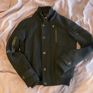 Heavy Black Wool Blended Winter Jacket